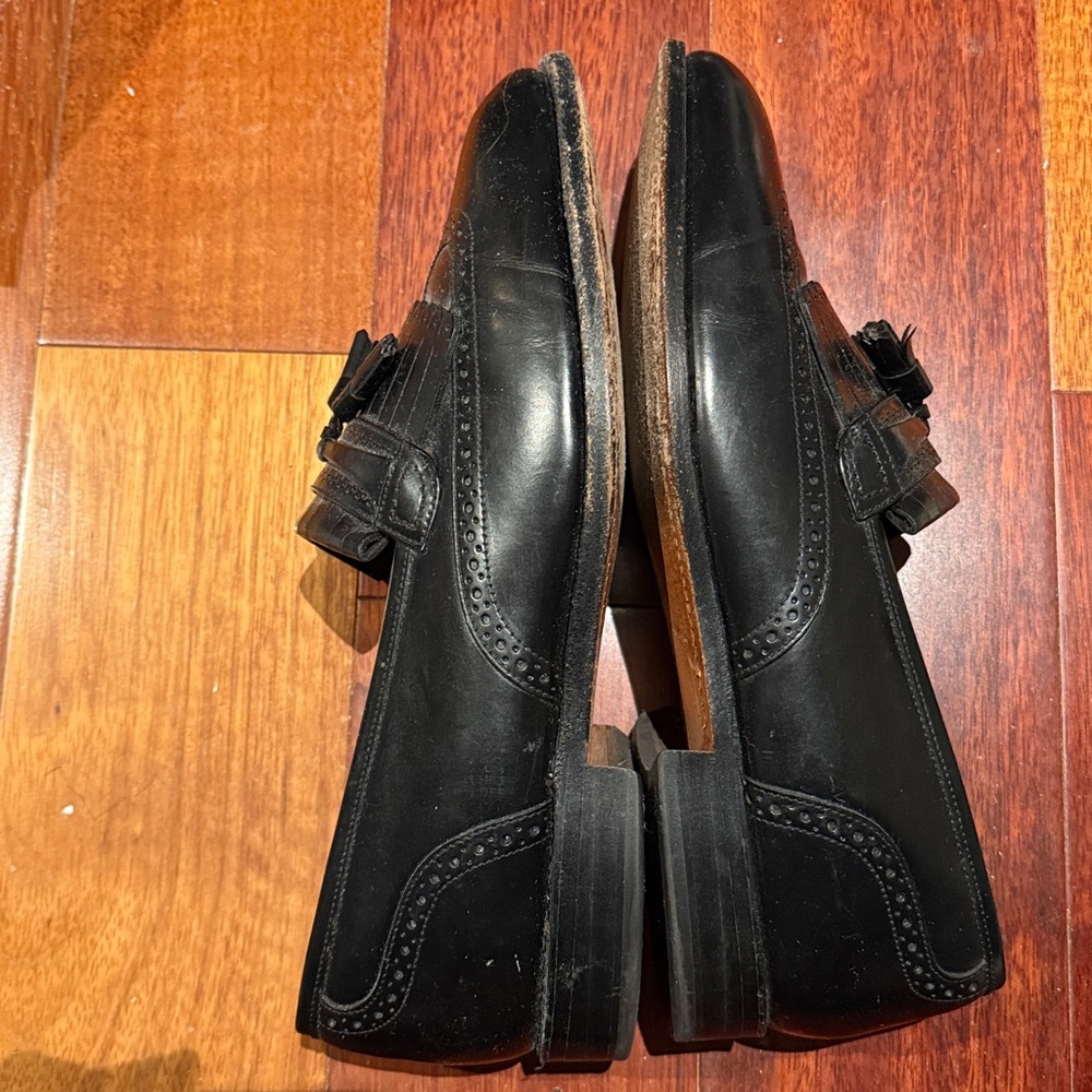 Men's Bostonian Leather Tassel Black Loafer Dress Shoes Slip on  10.5 Shoe Trees - Picture 4 of 16